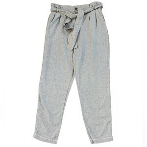 Cali 1850 Los Angeles Women's Linen Blend Striped Ankle‎ Cropped Pants Large